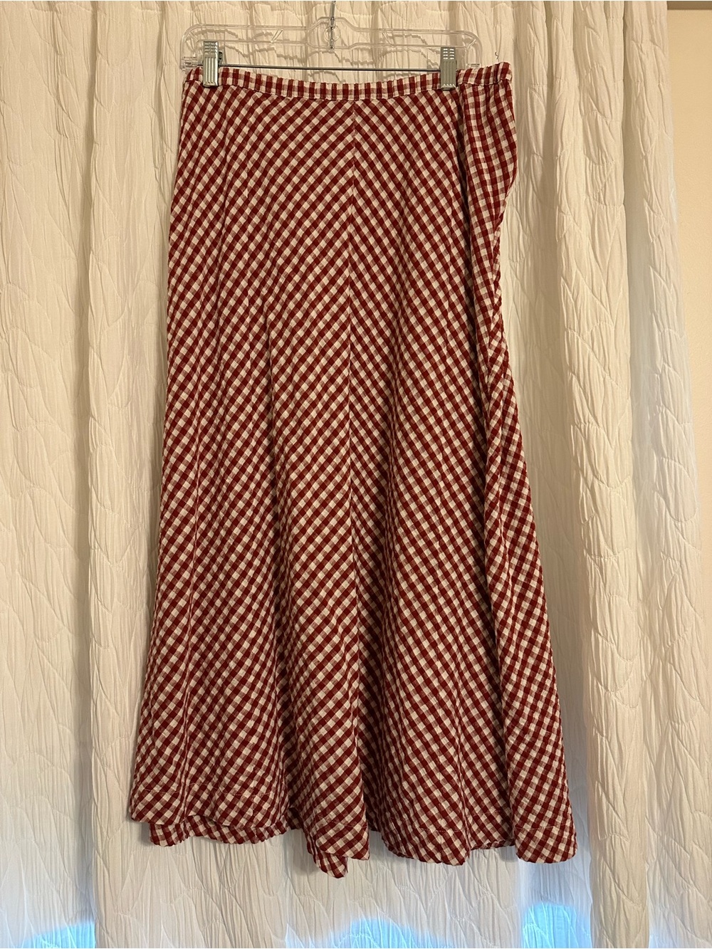 2 for $25 AE Blue and Red Gingham Midi Skirts - Picture 6 of 9